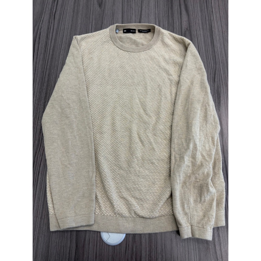Under Armour Men's Medium Beige Knit Crewneck‎ Sweater Pullover Casual Top